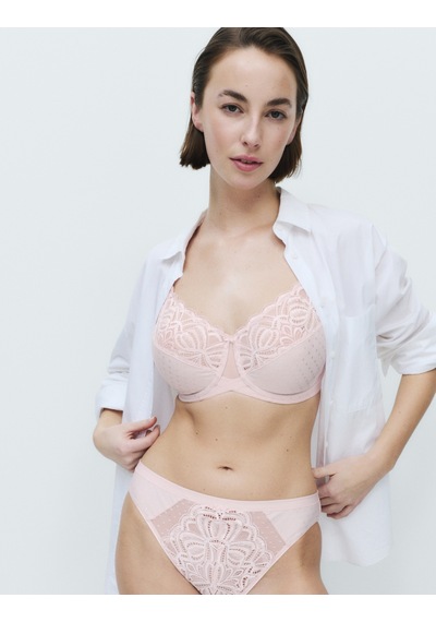 Marks & Spencer Dantelli Balenli Minimizer Sütyen T33005803 Pembe