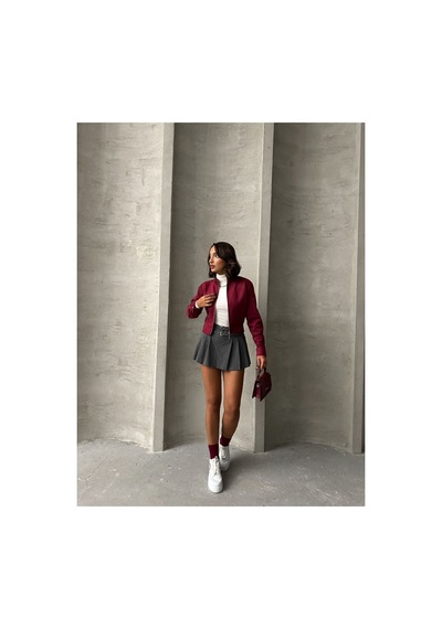 Verymoda Kadın Fermuarlı Bomber Ceket Bordo