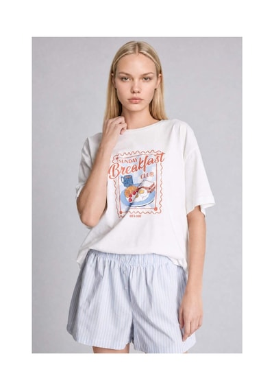 Defacto Oversıze Şortlu Kısa Kollu 2li Poplin Pijama Takımı I1145ax26hsbe162 Mavi-be162