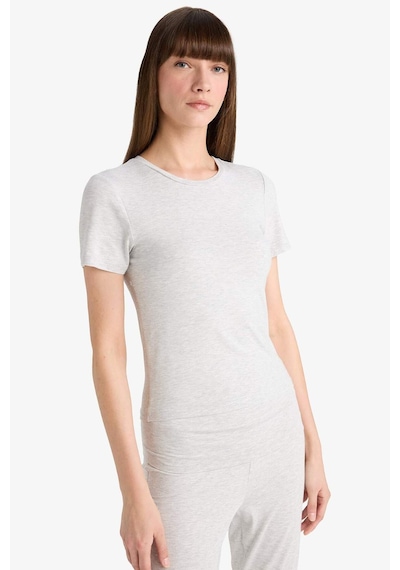 Defacto Bedene Oturan Kısa Kollu Tişört-fall İn Love Loungewear G0006ax25wngr93 Gri