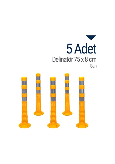 İleri Trafik Delinatör 75  x  8 CM Sarı 5 Adet Esnek Duba