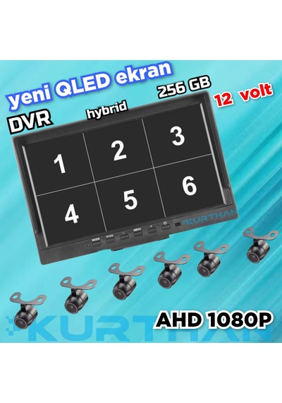 Qled Ekran 10'' Dvr Monitör 6 Adet Ahd 1080p Kelebek Kamera 12v