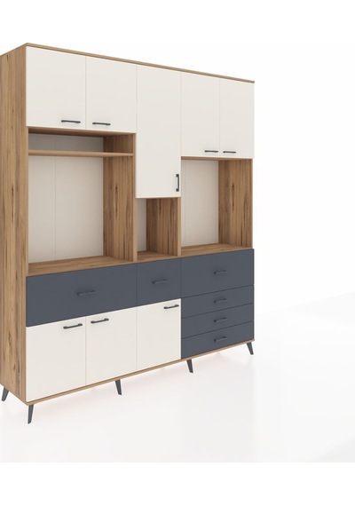 Hyperion Dolap 10 Raflı 6 Çekmeceli 8 Kapaklı 220x44x243 Çam-aytaşı/antrasit Aytası/antrasıt Hyperion Dolap 10 Raflı 6 Çekmeceli 8 Kapaklı 220x44x243 Çam-aytaşı/antrasit Aytası/antrasıt