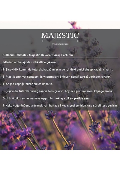 Majestic Oto Kokusu Lavanta 7 Ml - Dekoratif Araç Parfümü