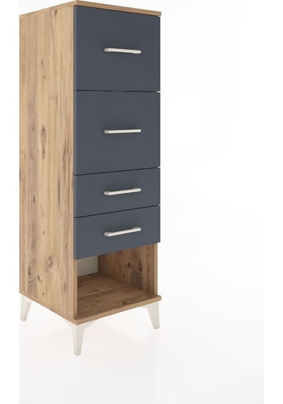 Hyperion Dolap 4 Çekmeceli 44x44x134 Çam-antrasit Atlas Çam