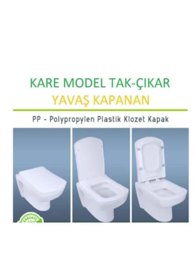 Kare Yavaş Kapanan Klozet Kapağı Amortisörlü Kapak Hijyenik Kapak Üstten Montajlı Kare Klozet Kapak Beyaz
