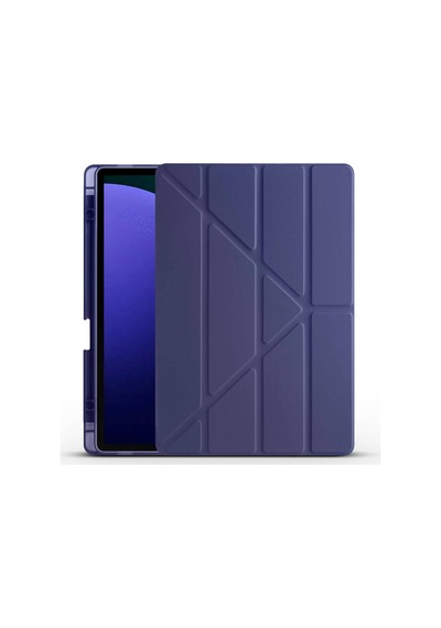 Galaxy Uyumlu  Tab S9 Plus Kılıf Frm Tri Folding Kalem Bölmeli Standlı Kılıf-lacivert Arka Kapak