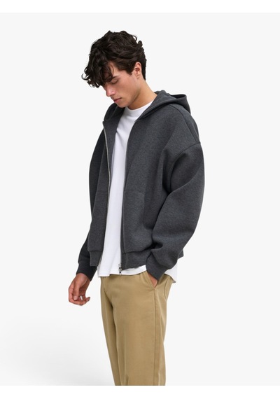 Only & Sons Onsgoyle Boxy Ls Scuba Zıp Hoodıe Noos Erkek Gri Sweatshirt - 22035193