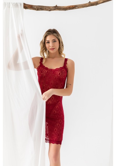 Gallipoli Devore Transparan Babydoll String Takım Bordo Mgp31842