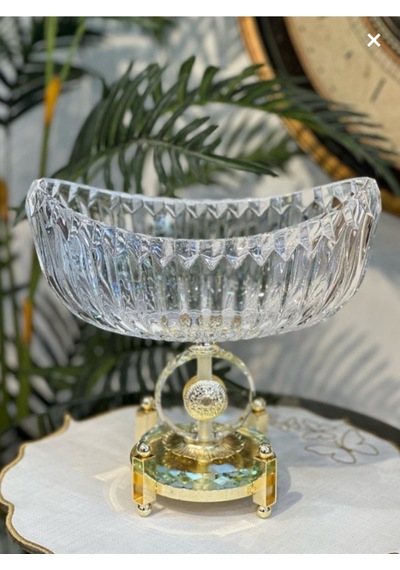 Alfafe Home Ultra Lüks Premium Kristal Gold Gondol Kase Dekoratif Masa Ve Salon Aksesuarı Gold