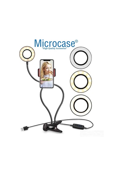 3 Işık Modlu Masaüstü Ring Light Telefon Tutuculu Işık Usb Girişli Vlog Ve Yayın Işığı - Al5208