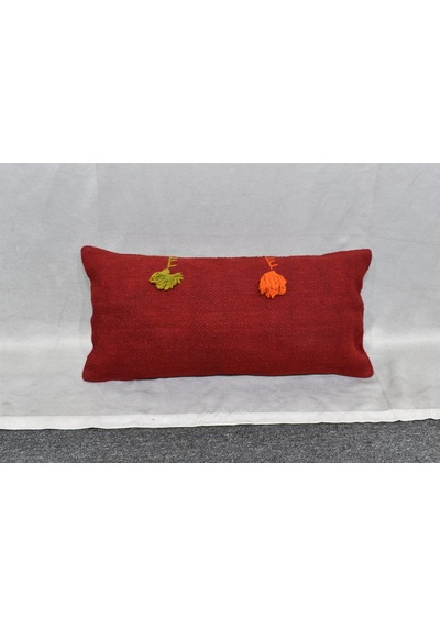 Zehra Abla Halı Yeni El Dokuma Dekoratif Lumbar Kilim Kırlent Yastık Kılıfı 6633 Çok Renkli