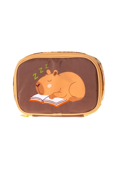 Kaukko Kids Clever Baskılı Kahverengi Erkek Çocuk Organizer Kalem Çantası - Kalemlik - L5377