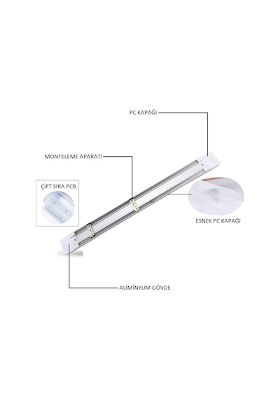 Cata Ct-2474 18 Watt Yatay Led Li Bant Armatür (408150806) Beyaz