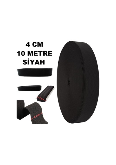 Lastik Sert Yumuşak Çamaşır Don Etek Bel Paça Bebe Lastiği 4 CM 10 M Siyah
