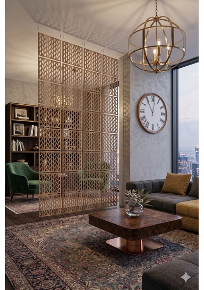 Lazer Kesim Paravan, Ahşap Separatör, Oda 4'lü Panel Levha Model28 40 X 40 Cm