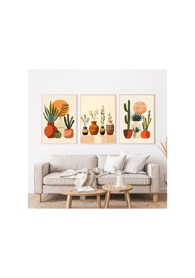 Poster 3 Adet Ahşap Çerçeveli Dekoratif Tablo Çok Renkli - 812184211 Çok Renkli