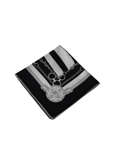 Mim Eşarp Vesi Eşarp Zincir Desenli Sport Twill Eşarp 120x120 Cm Siyah - Beyaz - Gri