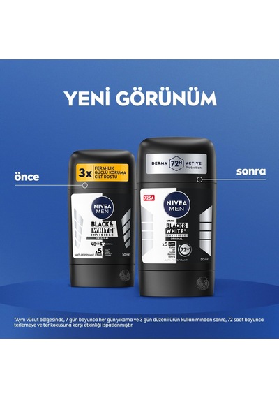 Men Erkek Stick Deodorant Black&white Invisible Original 50ml 72 Saat Anti-perspirant Ter Koruması