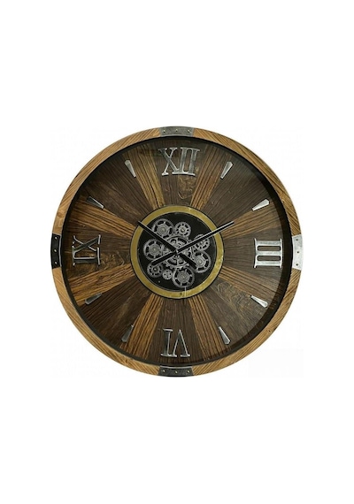 Galaxy Crk-835 Premium Ahşap İthal Dönen Çarklı Roma Rakamlı Otantik Kadranlı Ceviz Duvar Saati 80x80x8 Cm Kahverengi
