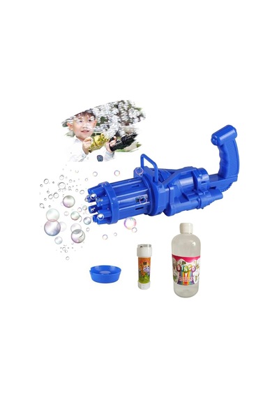 Çoklu Baloncuk Üreten Köpük Makinası + 50 Ml Ve 500 Ml Köpük Solüsyonu - Bubble Machine - Mavi
