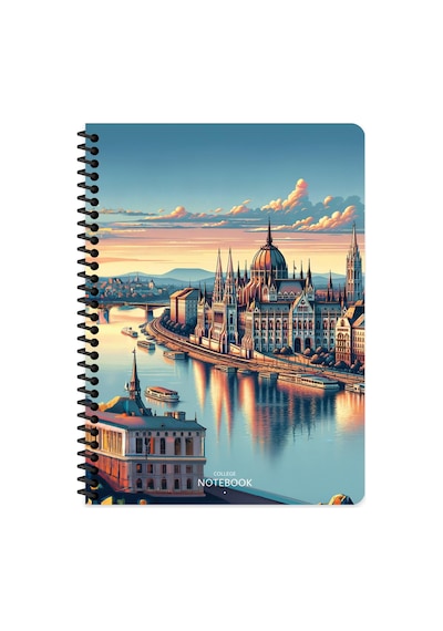 Keskin 16,5 X 22,5 Çizgili Pp Kapak City Spiralli Defter - Budapeşte Çok Renkli