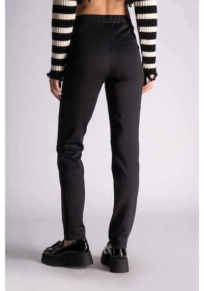 Braccas Kadın Yandan Cepli Beli Lastikli Slim Fit Jogger Pantolon Siyah Siyah