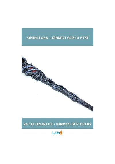 Polyester Sihirli Asa Kırmızı Detaylı 24 Cm Büyüleyici Aksesuar 1 Adet