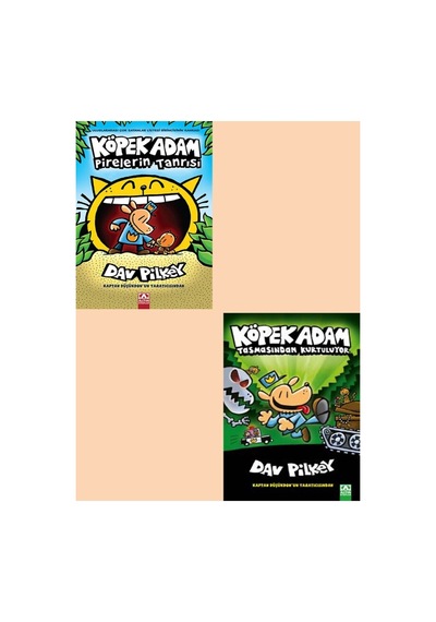 Dav Pilkey Den Köpek Adam Pirelerin Tanrısı + Köpek Adam Tasmasından Kurtuluyor Toplam 2 Kitap Set