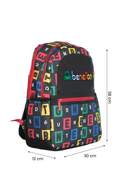 Siyah Harf Baskılı Unisex Çocuk Sırt Çantası