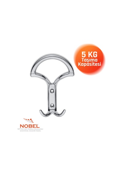 Eta Portmanto Askısı, Metal Vestiyer Askısı, Krom, Duvar Ve Dolap Askılığı 5'li Set Vidalı