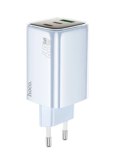 Hoco. N49 Glorious 2 Adet Type-c Ve 1 Adet Usb Çıkışlı Ekstra Type-c To Type-c Kablolu 65w Pd Hızlı Şarj Aleti - Mavi