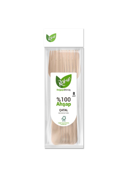 Şeylişeyler - Roll-up Kullan At Ahşap Çatal 50'li 1 Paket - %100 Doğal