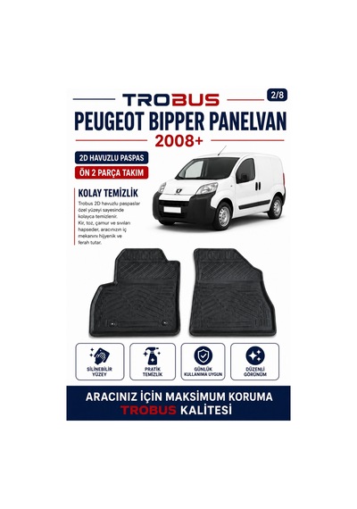 Trobus Peugeot Bipper Cargo 2008 Ve Sonrası 2d Havuzlu Paspas 2 Parça