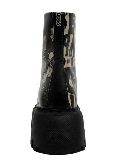 Kadın Vegan Deri Siyah Uzun Bot - Supper Black White Tasarım Multicolor