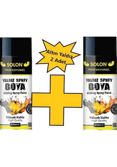 2 Adet Altın Yaldız Sprey Boya 400 Ml.