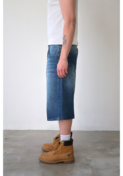 Flaw Baggy Kot Şort-29225 Mavi