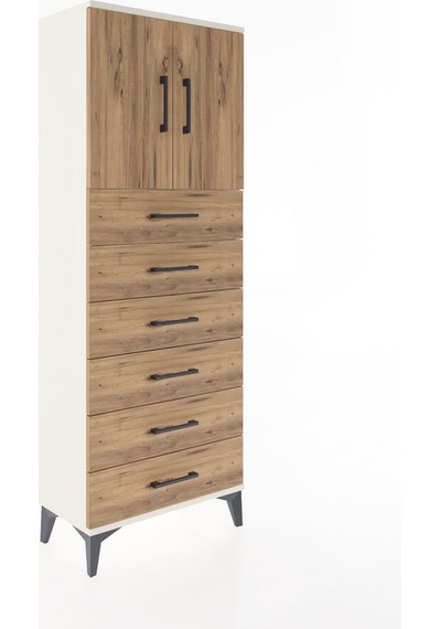 Arges Dolap 2 Raflı 6 Çekmeceli 2 Kapaklı 60x30x163 Aytaşı-çam Aytaşı