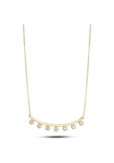 Debora Jewelry 14 Ayar Altın Zirkon Taşlı Modern Tasarım Kolye
