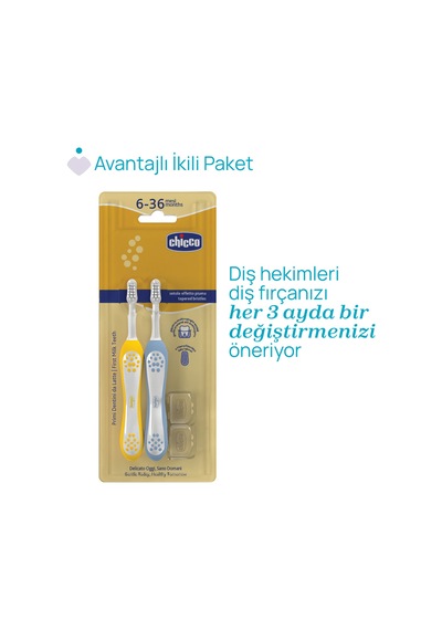 Chicco 2'li Diş Fırçası 6-36 Ay Indıgo Mustard 00012082110000