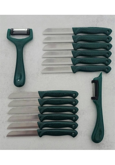 Solingen 12'li Meyve-sebze-doğrama Bıçağı Ve 2'li Soyacak 14'lü Set Yeşil Metal