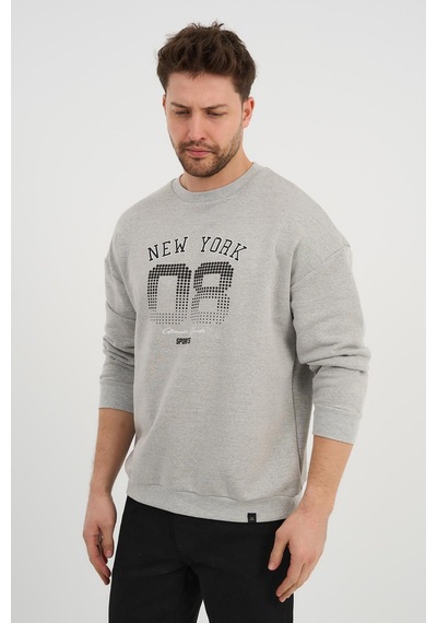 Alexander Gardi Alexandergardı Bisiklet Yaka Unisex Baskılı Sweatshirt Unx-37401 Gri