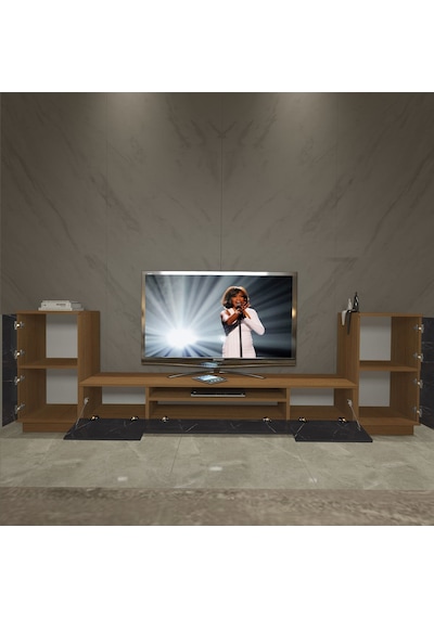 Decoraktiv Trendstyle On2 Mdf Tv Ünitesi Tv Sehpası Ceviz - Siyah Mermer
