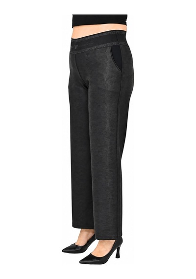 Motivation Büyük Beden Kadın 50-56 Beden Deri Görünümlü Esnek Beli Lastikli Bol Paça Pantolon Siyah Motivation Büyük Beden Kadın 50-56 Beden Deri Görünümlü Esnek Beli Lastikli Bol Paça Pantolon Siyah