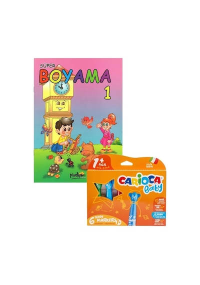 Carioca Süper Jumbo Teddy Keçeli Kalem 6 Renk - Boyama Kitabı Set
