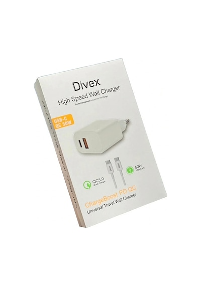 Divex Usb Type-c 50w İki Çıkışlı 60w Kablo Hızlı Şarj Adaptörü Ds-228