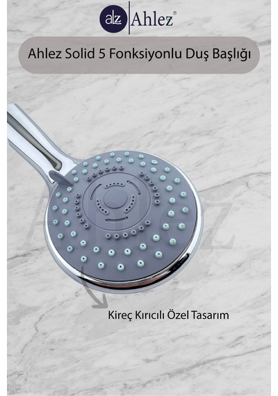 Solid 5 Fonksiyonlu Duş Başlığı + Pvc Duş Hortumu + Mafsal Duş Takımı Duş Seti Duş Seti Plastik Tr İ Renkli