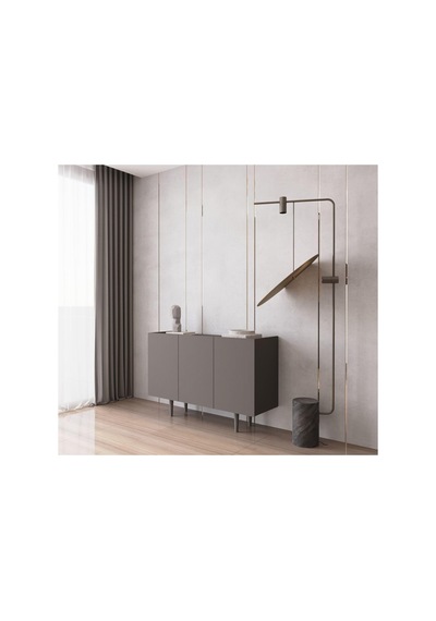 Enwood Capella Gri Mdf 3 Kapaklı Raflı 120 Lık Konsol Gri 120 X 40 Diğer