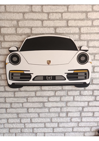 Porsche Araba Duvar Süsü Strafor Tablo Duvar Aksesuarı Strafor Tablo Beyaz
