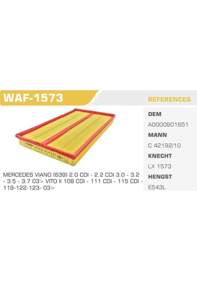 WINKEL WAF-1573 WINKEL HAVA FİLTRESİ VIANO W639 03- VITO W639 03-